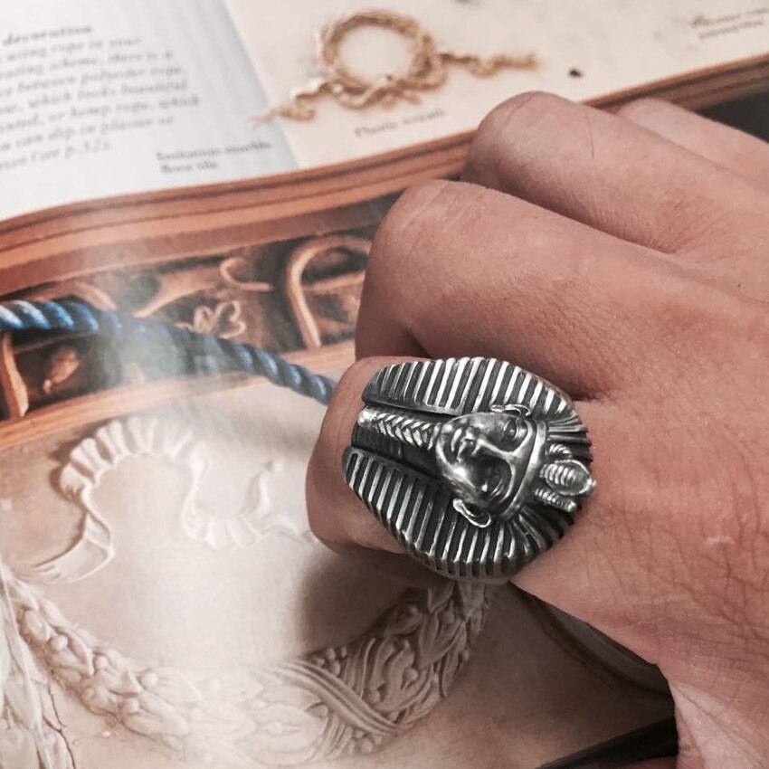 EYHIMD-Vintage-Egypt-Tutankhamun-Ring-Men's-Ancient-Pharaoh-Stainless-Steel-Biker-Rings-Egyptian-Jewelry EYHIMD Vintage Egypt Tutankhamun Ring Men's Ancient Pharaoh Stainless Steel Biker Rings Egyptian Jewelry