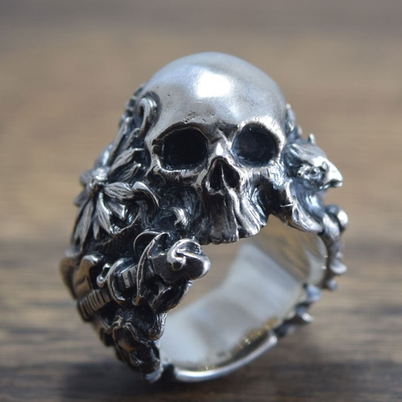EYHIMD-Gothic-Music-Guitar-Flower-Skull-Ring-Gargoyle-Stainless-Steel-Biker-Rings-Punk-Jewelry-Unique-Gift EYHIMD Gothic Music Guitar Flower Skull Ring Gargoyle Stainless Steel Biker Rings Punk Jewelry Unique Gift