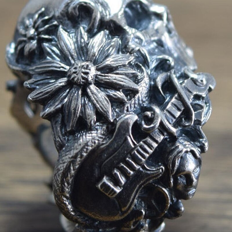 EYHIMD-Gothic-Music-Guitar-Flower-Skull-Ring-Gargoyle-Stainless-Steel-Biker-Rings-Punk-Jewelry-Unique-Gift EYHIMD Gothic Music Guitar Flower Skull Ring Gargoyle Stainless Steel Biker Rings Punk Jewelry Unique Gift