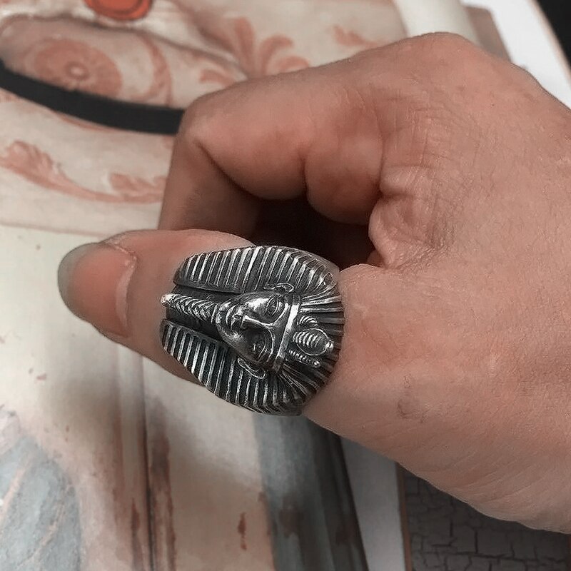 EYHIMD-Vintage-Egypt-Tutankhamun-Ring-Men's-Ancient-Pharaoh-Stainless-Steel-Biker-Rings-Egyptian-Jewelry EYHIMD Vintage Egypt Tutankhamun Ring Men's Ancient Pharaoh Stainless Steel Biker Rings Egyptian Jewelry