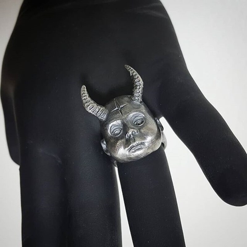 EYHIMD-Gothic-Horned-Demon-Baby-Ring-Pagan-Cross-Satanic-Devil-Stainless-Steel-Biker-Rings-Punk-Jewelry EYHIMD Gothic Horned Demon Baby Ring Pagan Cross Satanic Devil Stainless Steel Biker Rings Punk Jewelry