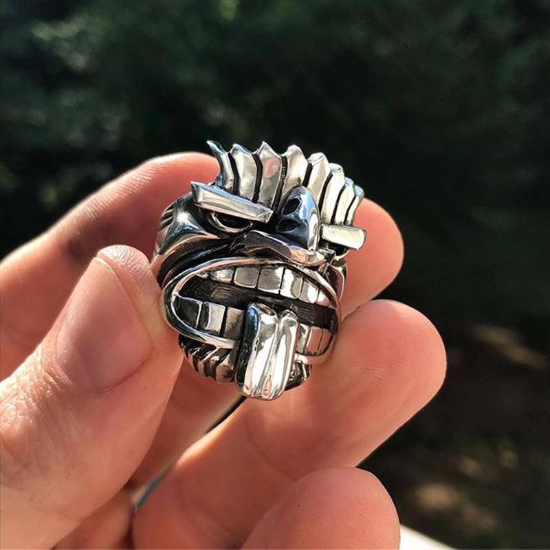EYHIMD-Māori-Mythology-Stainless-Steel-Tiki-Totem-Rings-Mens-Tribal-Unique-Biker-Amulet-Jewelry EYHIMD Māori Mythology Stainless Steel Tiki Totem Rings Mens Tribal Unique Biker Amulet Jewelry