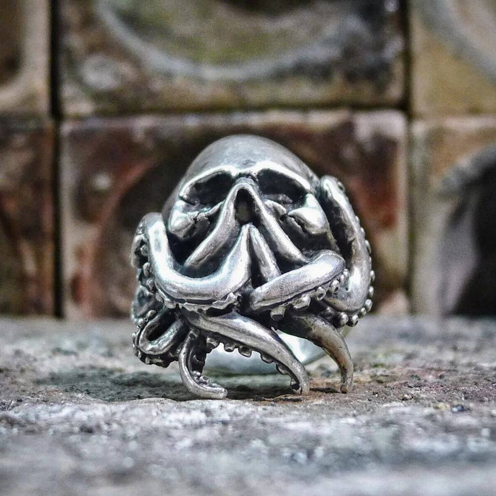 EYHIMD-Goth-Octopus-Skull-Ring-Punk-316L-Stainless-Steel-Seaman-Rings-Men-Biker-Jewelry-Gift-for-Sailor EYHIMD Goth Octopus Skull Ring Punk 316L Stainless Steel Seaman Rings Men Biker Jewelry Gift for Sailor