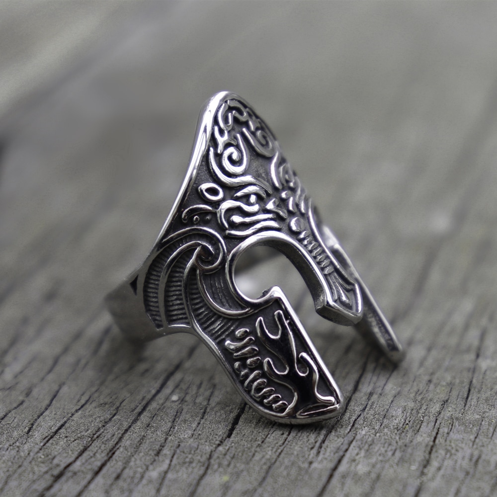 Man-Viking-Warrior-Helmet-Ring-Scandinavian-Pagan-Norse-Rune-Stainless-Steel-Rings-Totem-Amulet-Jewelry Man Viking Warrior Helmet Ring Scandinavian Pagan Norse Rune Stainless Steel Rings Totem Amulet Jewelry