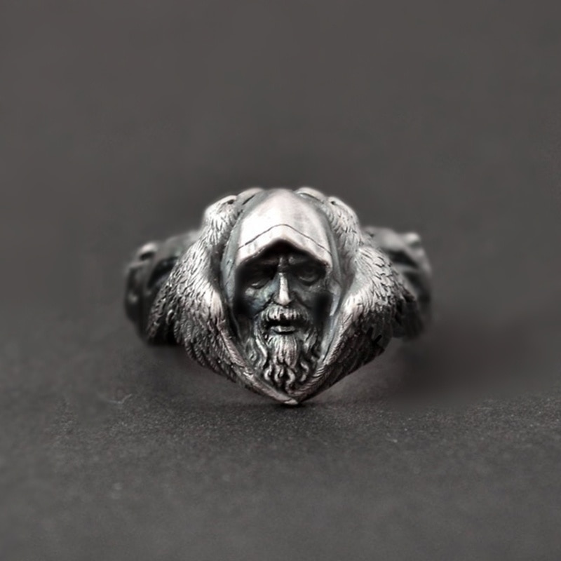 EYHIMD-Norse-Mythology-Odin-Raven-Rings-Mens-Viking-Wolf-Stainless-Steel-Ring-Scandinavian-Amulet-Jewelry EYHIMD Norse Mythology Odin Raven Rings Mens Viking Wolf Stainless Steel Ring Scandinavian Amulet Jewelry