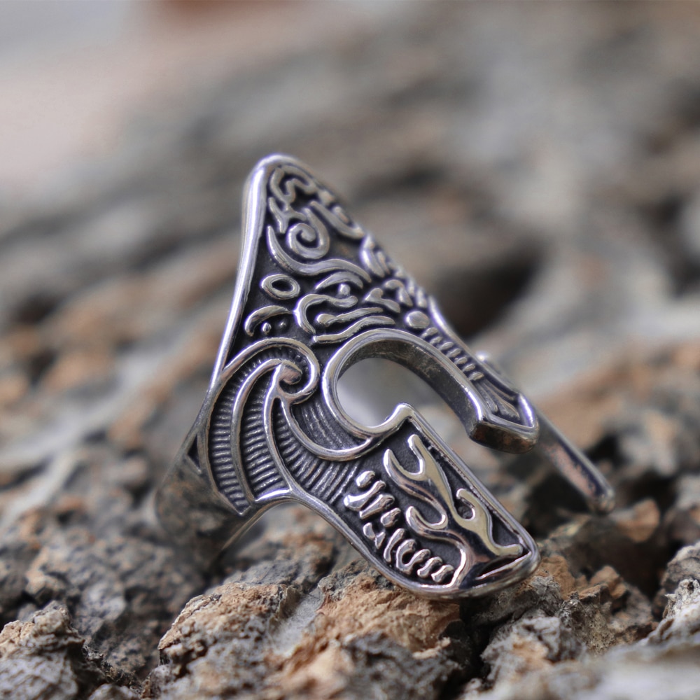 Man-Viking-Warrior-Helmet-Ring-Scandinavian-Pagan-Norse-Rune-Stainless-Steel-Rings-Totem-Amulet-Jewelry Man Viking Warrior Helmet Ring Scandinavian Pagan Norse Rune Stainless Steel Rings Totem Amulet Jewelry