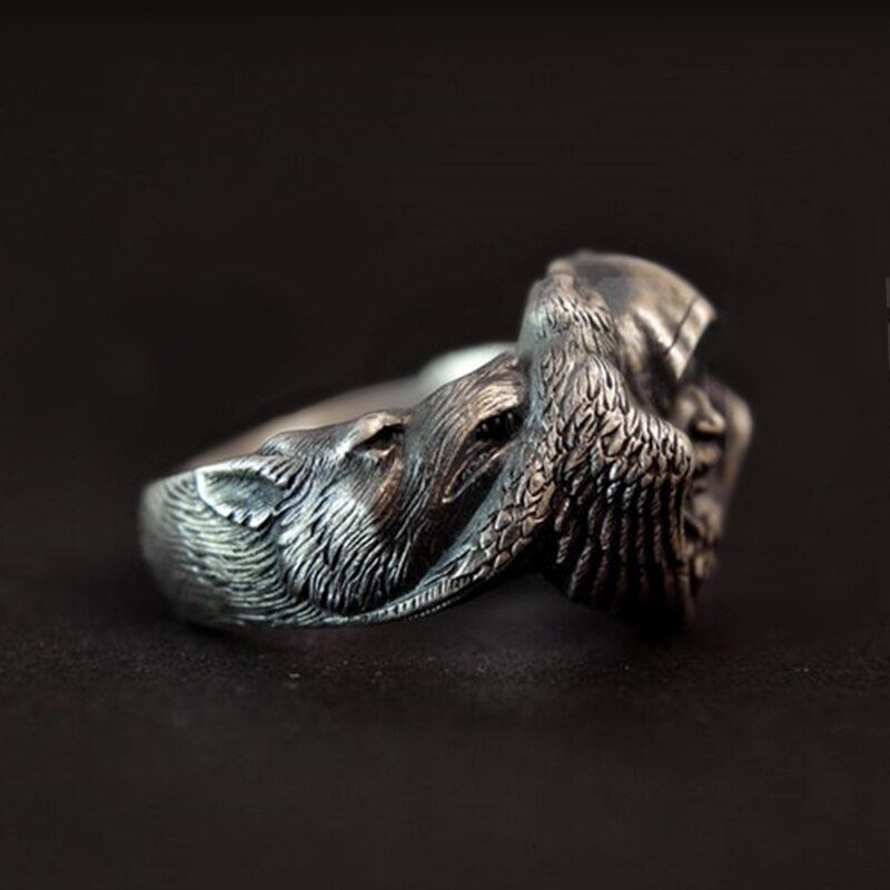 EYHIMD-Norse-Mythology-Odin-Raven-Rings-Mens-Viking-Wolf-Stainless-Steel-Ring-Scandinavian-Amulet-Jewelry EYHIMD Norse Mythology Odin Raven Rings Mens Viking Wolf Stainless Steel Ring Scandinavian Amulet Jewelry