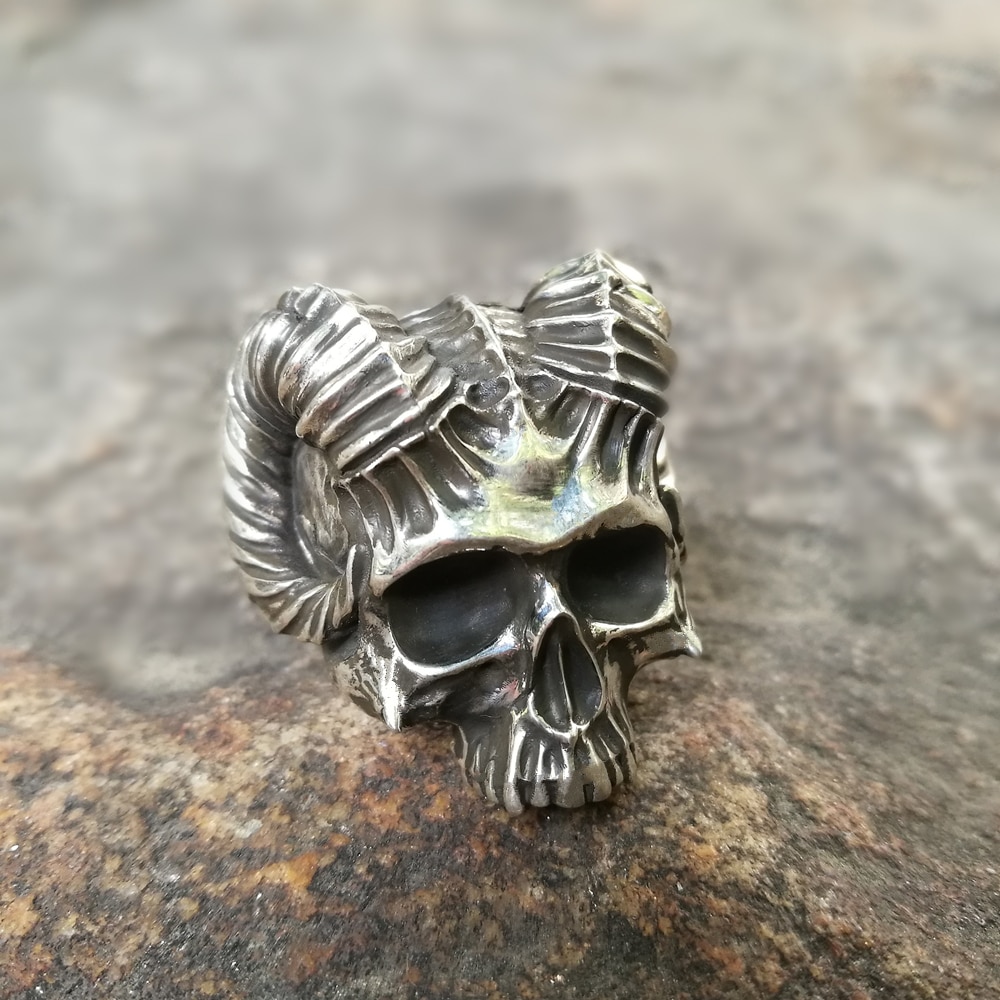 Unique-Horned-Devil-Skull-Rings-Mens-Satan-Demon-Stainless-Steel-Ring-Punk-Biker-Jewelry Unique Horned Devil Skull Rings Mens Satan Demon Stainless Steel Ring Punk Biker Jewelry