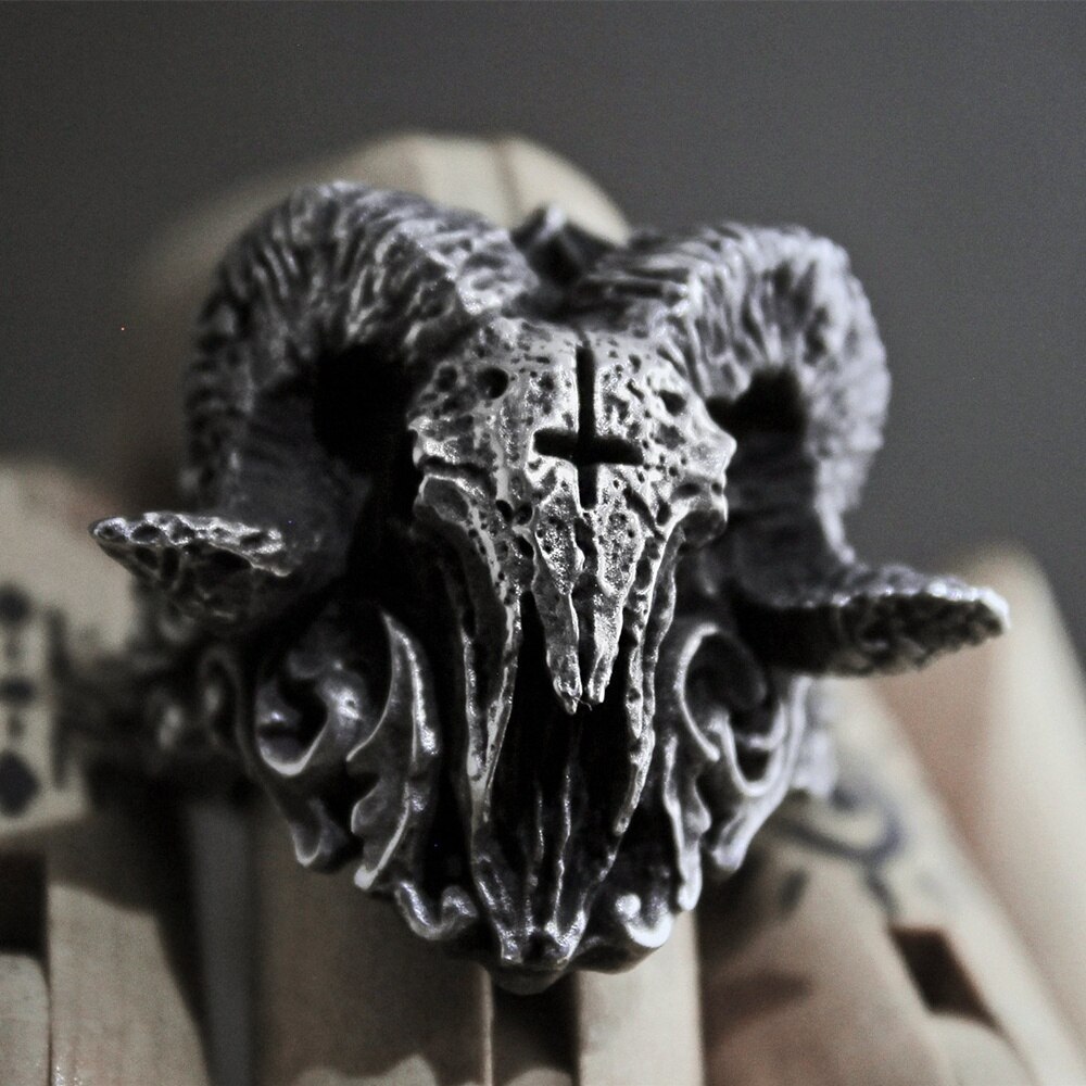 Unique-Punk-Gothic-Satanic-Demon-Sorath-Skull-Ring-Men-316L-Stainless-Steel-Biker-Ring-Baphomet-Jewelry-Gift Unique Punk Gothic Satanic Demon Sorath Skull Ring Men 316L Stainless Steel Biker Ring Baphomet Jewelry Gift