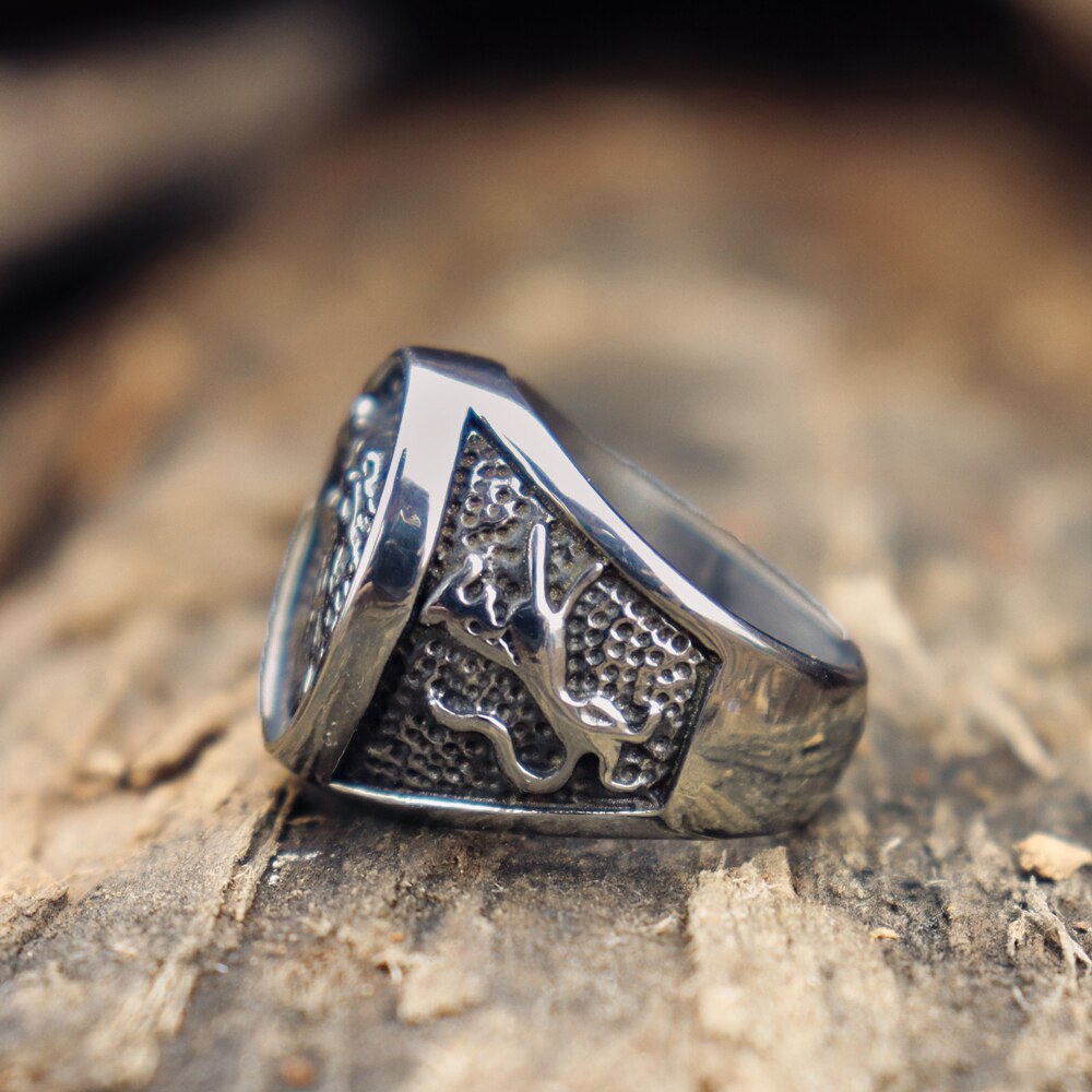 EYHIMD-House-Stark-Direwolf-Stainless-Steel-Ring-Game-of-Throness-Stark-Ring-Mens-Vikings-Jewelry EYHIMD House Stark Direwolf Stainless Steel Ring Game of Throness Stark Ring Mens Vikings Jewelry