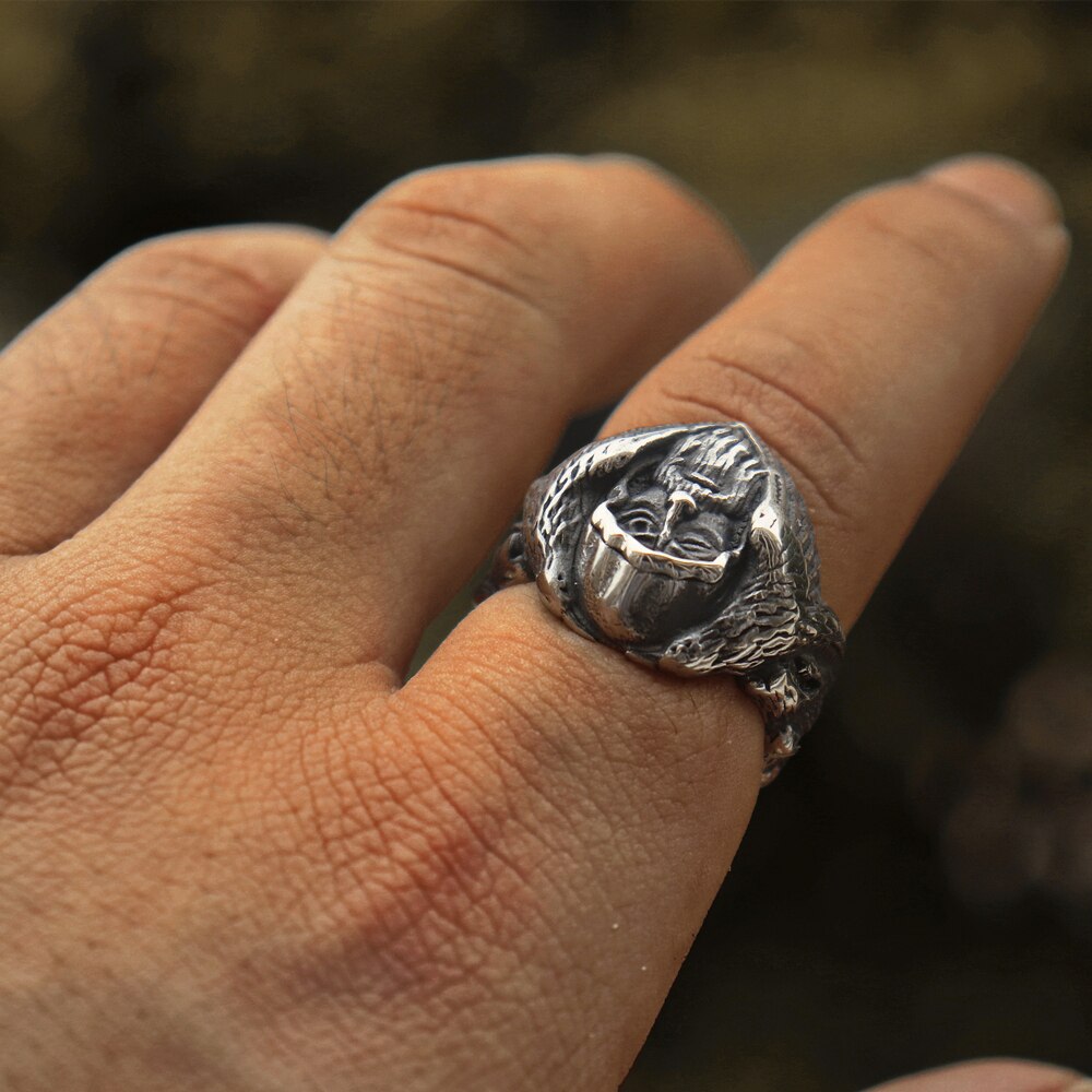 EYHIMD-Norse-Mythology-Odin-Raven-Rings-Mens-Viking-Wolf-Stainless-Steel-Ring-Scandinavian-Amulet-Jewelry EYHIMD Norse Mythology Odin Raven Rings Mens Viking Wolf Stainless Steel Ring Scandinavian Amulet Jewelry