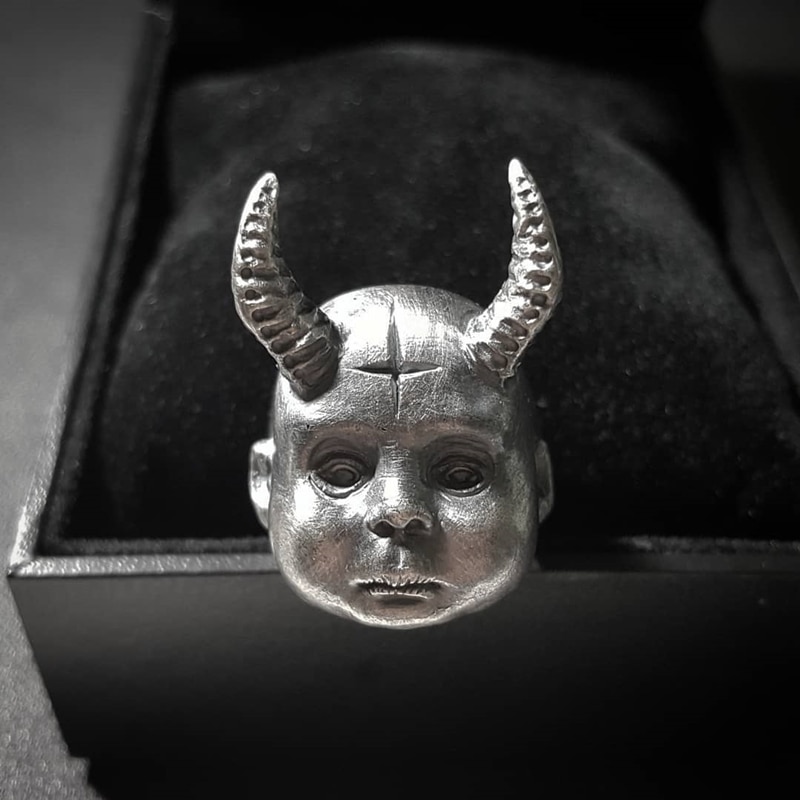 EYHIMD-Gothic-Horned-Demon-Baby-Ring-Pagan-Cross-Satanic-Devil-Stainless-Steel-Biker-Rings-Punk-Jewelry EYHIMD Gothic Horned Demon Baby Ring Pagan Cross Satanic Devil Stainless Steel Biker Rings Punk Jewelry