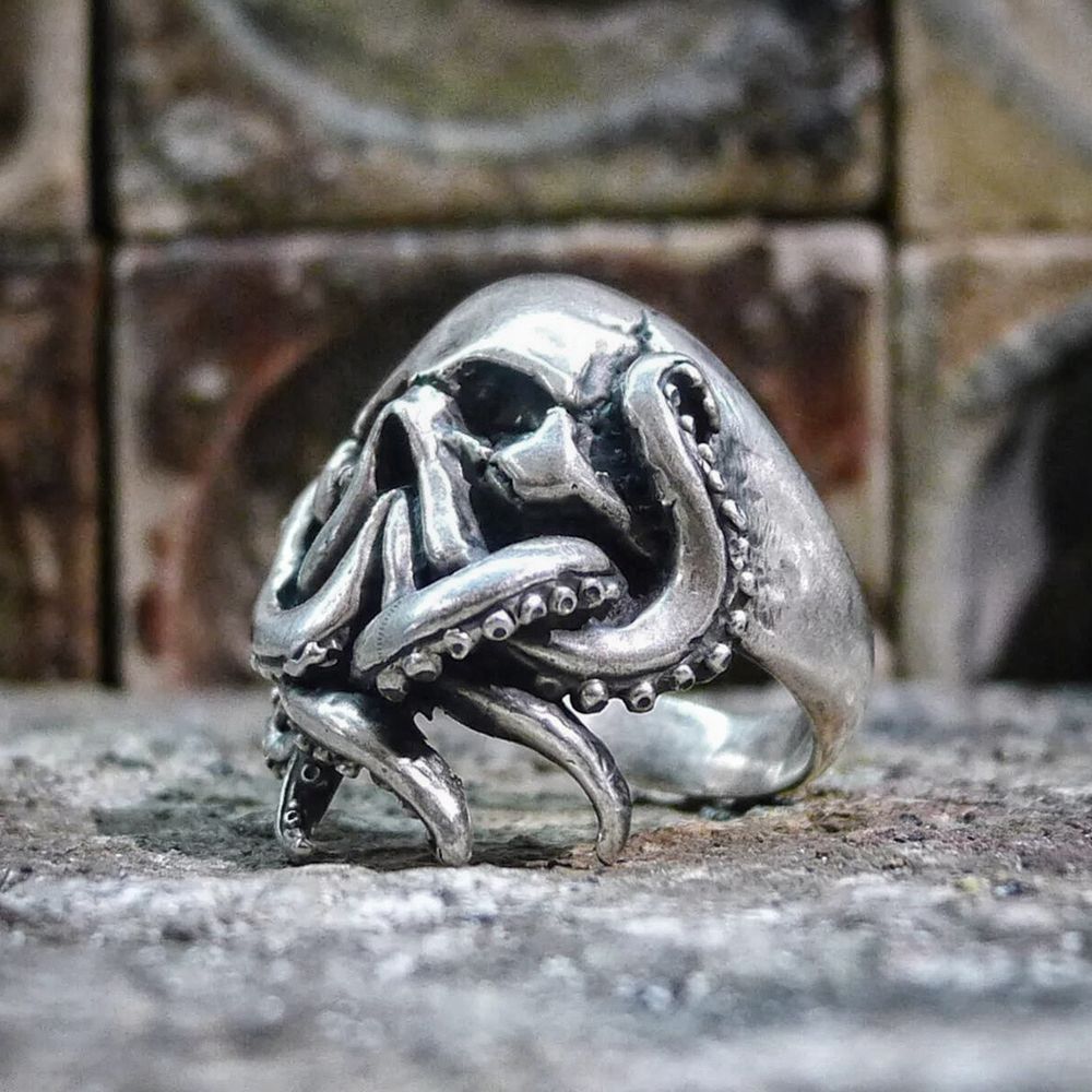 EYHIMD-Goth-Octopus-Skull-Ring-Punk-316L-Stainless-Steel-Seaman-Rings-Men-Biker-Jewelry-Gift-for-Sailor EYHIMD Goth Octopus Skull Ring Punk 316L Stainless Steel Seaman Rings Men Biker Jewelry Gift for Sailor