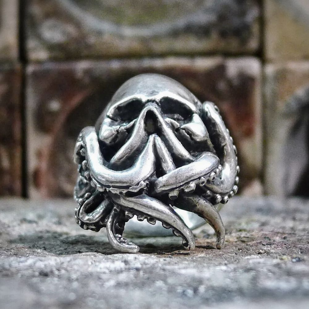 EYHIMD-Goth-Octopus-Skull-Ring-Punk-316L-Stainless-Steel-Seaman-Rings-Men-Biker-Jewelry-Gift-for-Sailor EYHIMD Goth Octopus Skull Ring Punk 316L Stainless Steel Seaman Rings Men Biker Jewelry Gift for Sailor