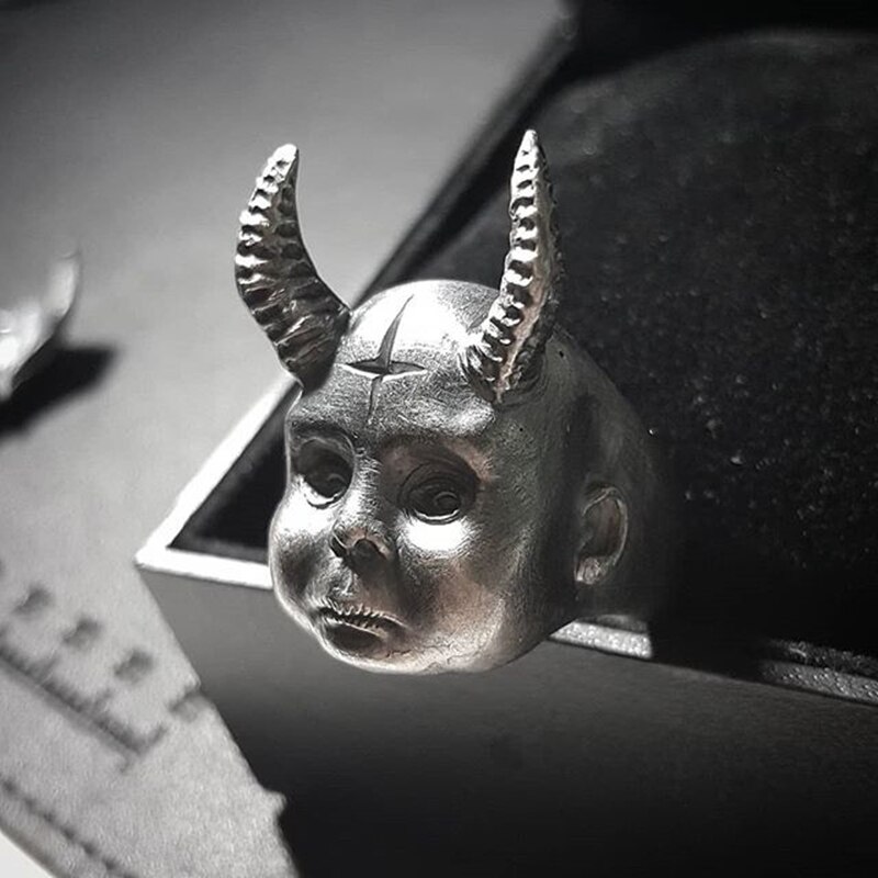 EYHIMD-Gothic-Horned-Demon-Baby-Ring-Pagan-Cross-Satanic-Devil-Stainless-Steel-Biker-Rings-Punk-Jewelry EYHIMD Gothic Horned Demon Baby Ring Pagan Cross Satanic Devil Stainless Steel Biker Rings Punk Jewelry
