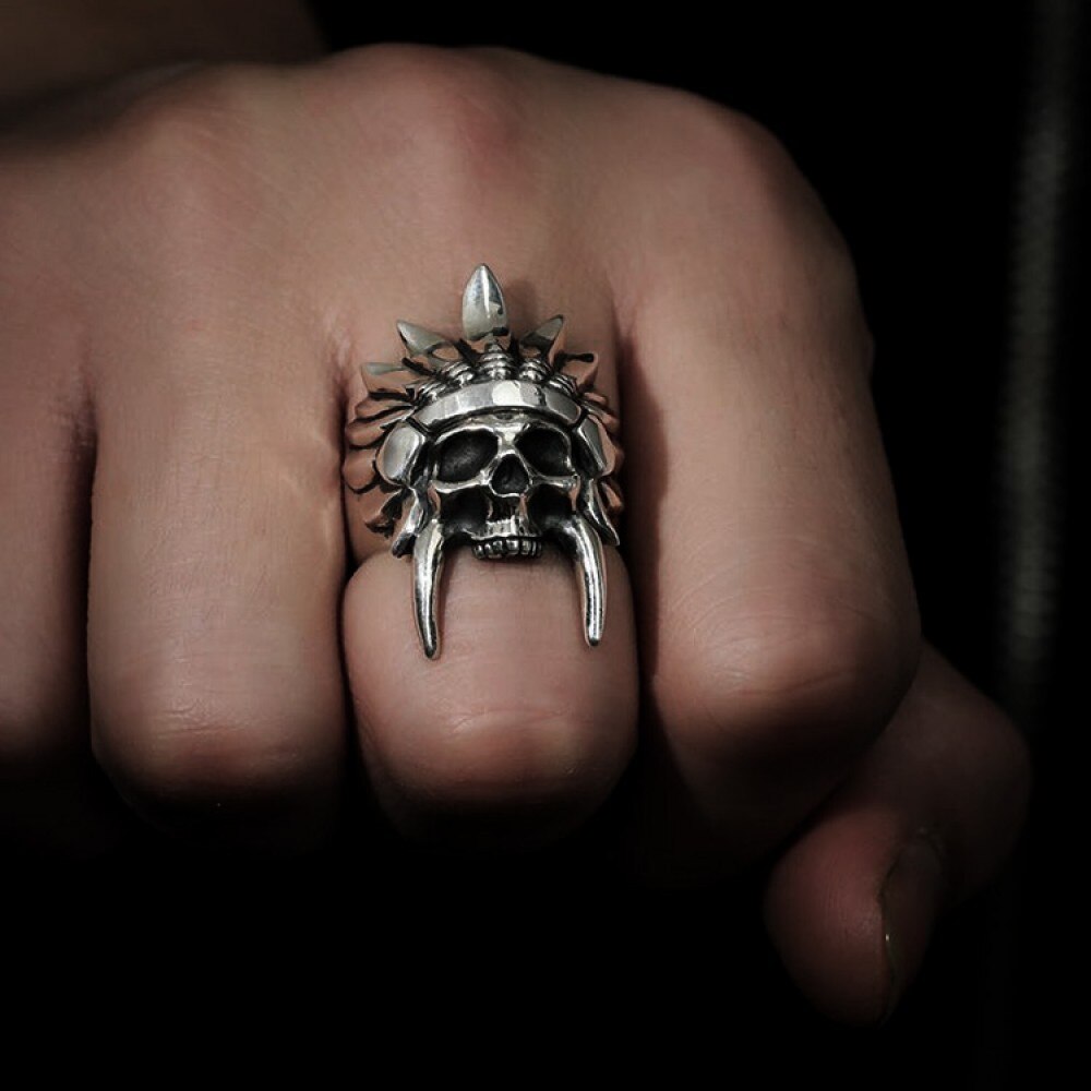 Mens-Silver-Color-316L-Stainless-Steel-African-Tribal-Chief-Chieftain-Skull-Rings-Punk-Biker-Party-Fashion-Jewelry Mens Silver Color 316L Stainless Steel African Tribal Chief Chieftain Skull Rings Punk Biker Party Fashion Jewelry